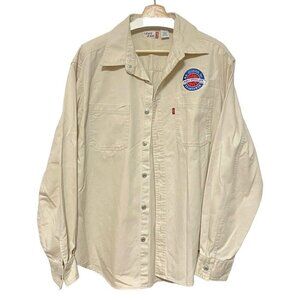 VTG Levi's Jeans Men’s L Denim Button Up Shirt  Metal Buttons Ivory Badge Pocket